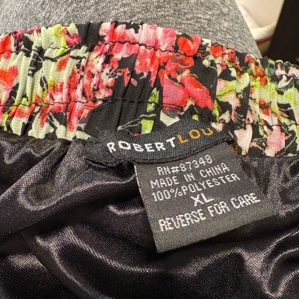 Robert Louis Gypsy Floral Maxi Skirt XL Black Pink Boho Partial Lined Sheer Hem - Picture 5 of 7